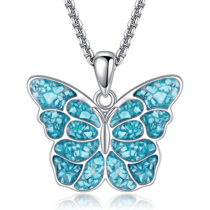 925 Sterling Silber Anhänger Halskette mit Türkis – Lebensblume, Schmetterling, Phönix & mehr