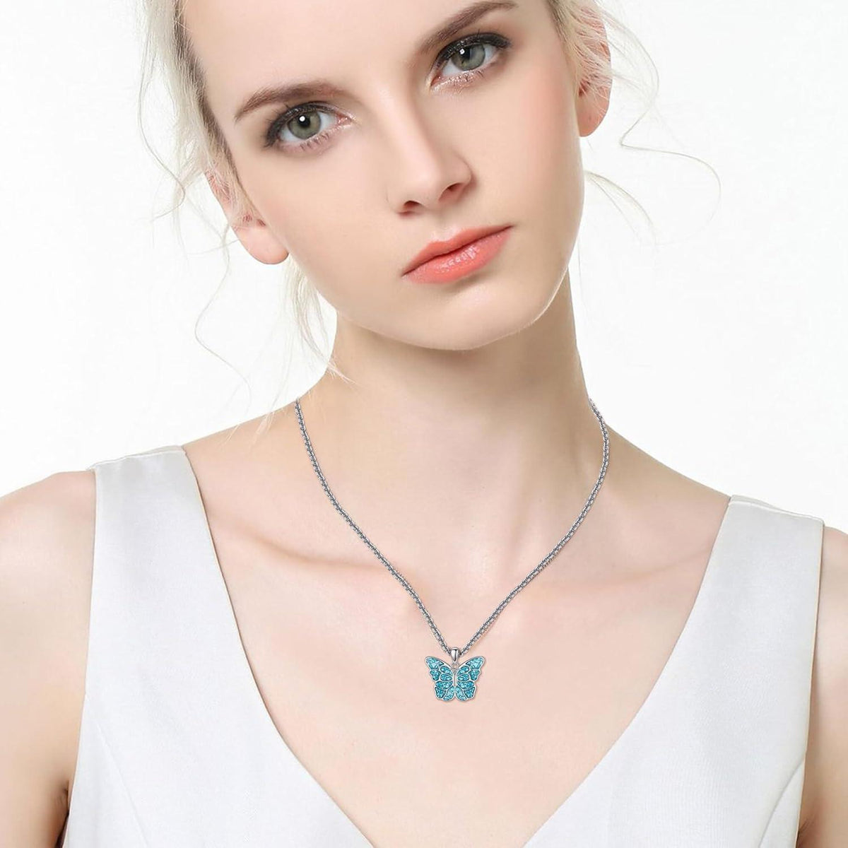 925 Sterling Silber Anhänger Halskette mit Türkis – Lebensblume, Schmetterling, Phönix & mehr