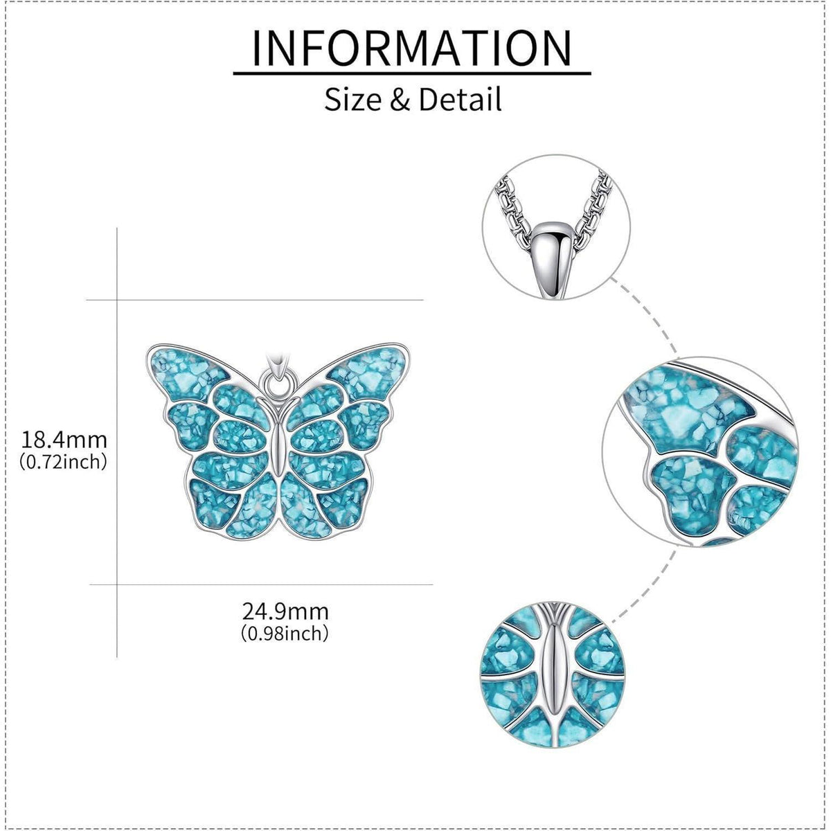 925 Sterling Silber Anhänger Halskette mit Türkis – Lebensblume, Schmetterling, Phönix & mehr