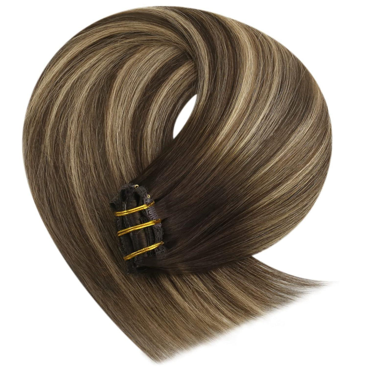 Clip-in Echthaar Extensions Ombre Braun Blond 55cm