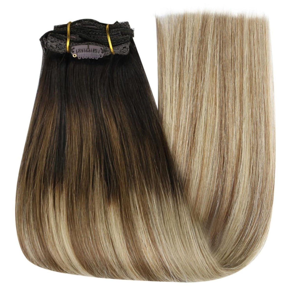 Clip-in Echthaarverlängerung 50cm – Braun Blond – 150g