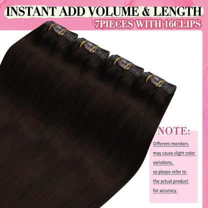 Echthaar Clip-Ins dunkelbraun 55cm – Volumen & Länge