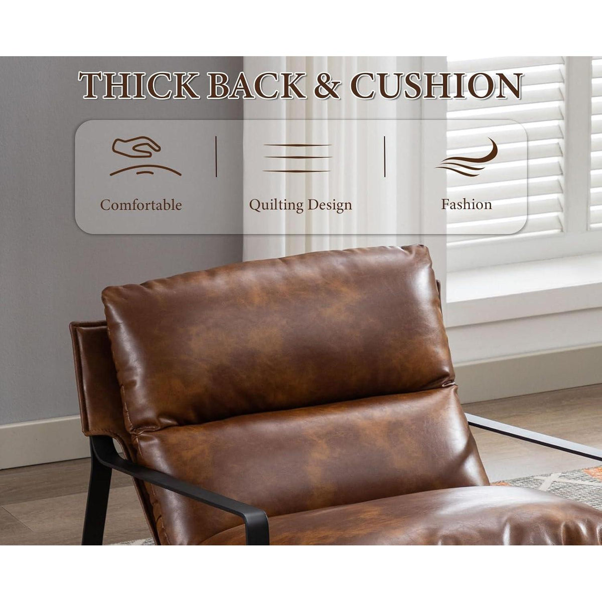 Loungesessel Braun Modern mit Verdicktem Kissen in Lederoptik