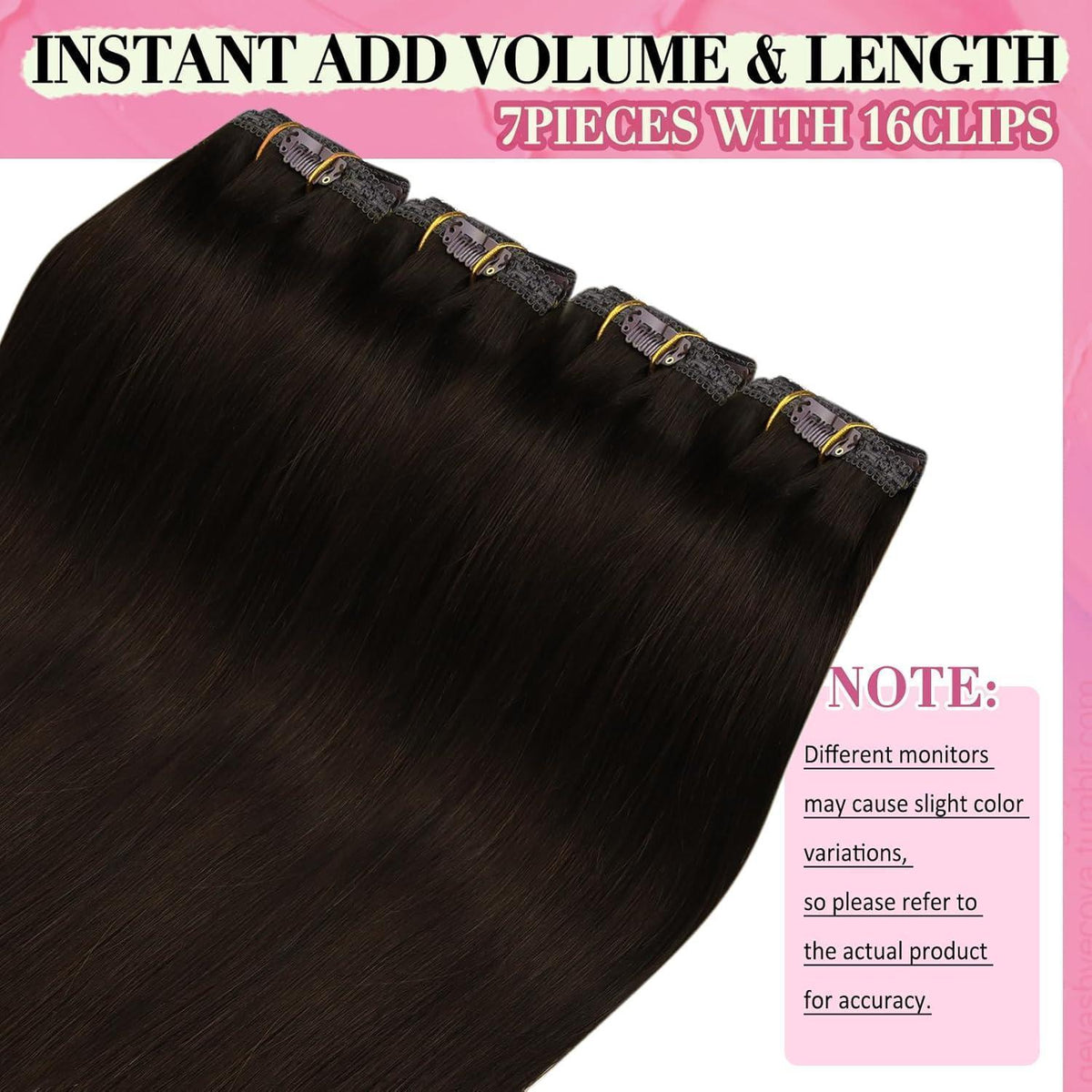 Clip-in Echthaarverlängerung Dunkelbraun 45cm – Volumenspendend