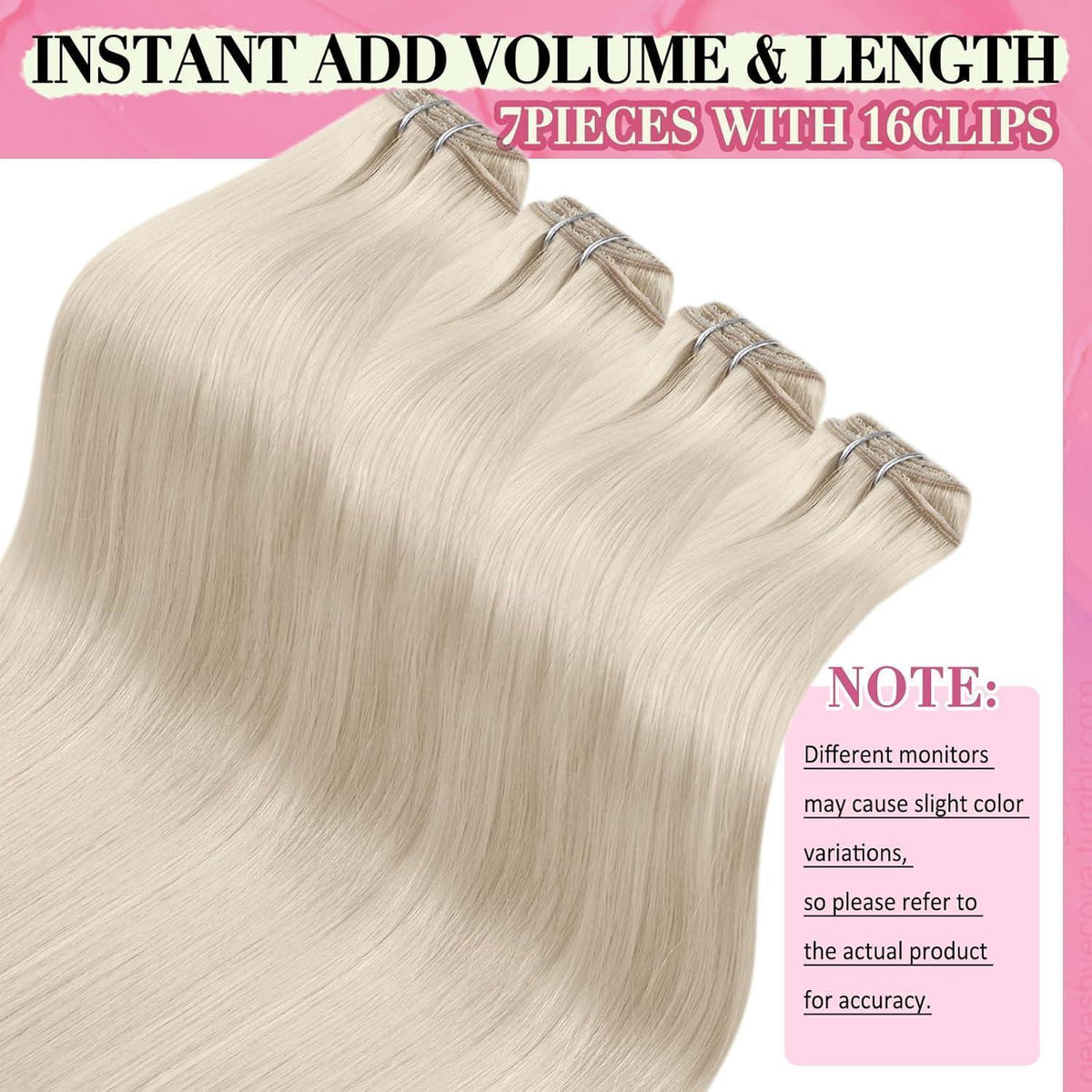 Platinblond Clip-in Echthaarverlängerung 45cm - Remy Haar