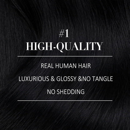 Clip-in Echthaar Extensions Schwarz 45cm – Volumenspendend & Stylingfähig