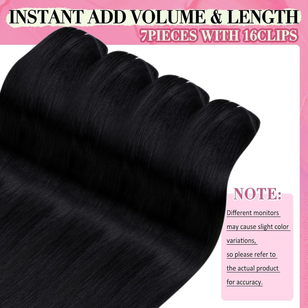 Clip-in Echthaar Extensions Schwarz 45cm – Volumenspendend & Stylingfähig