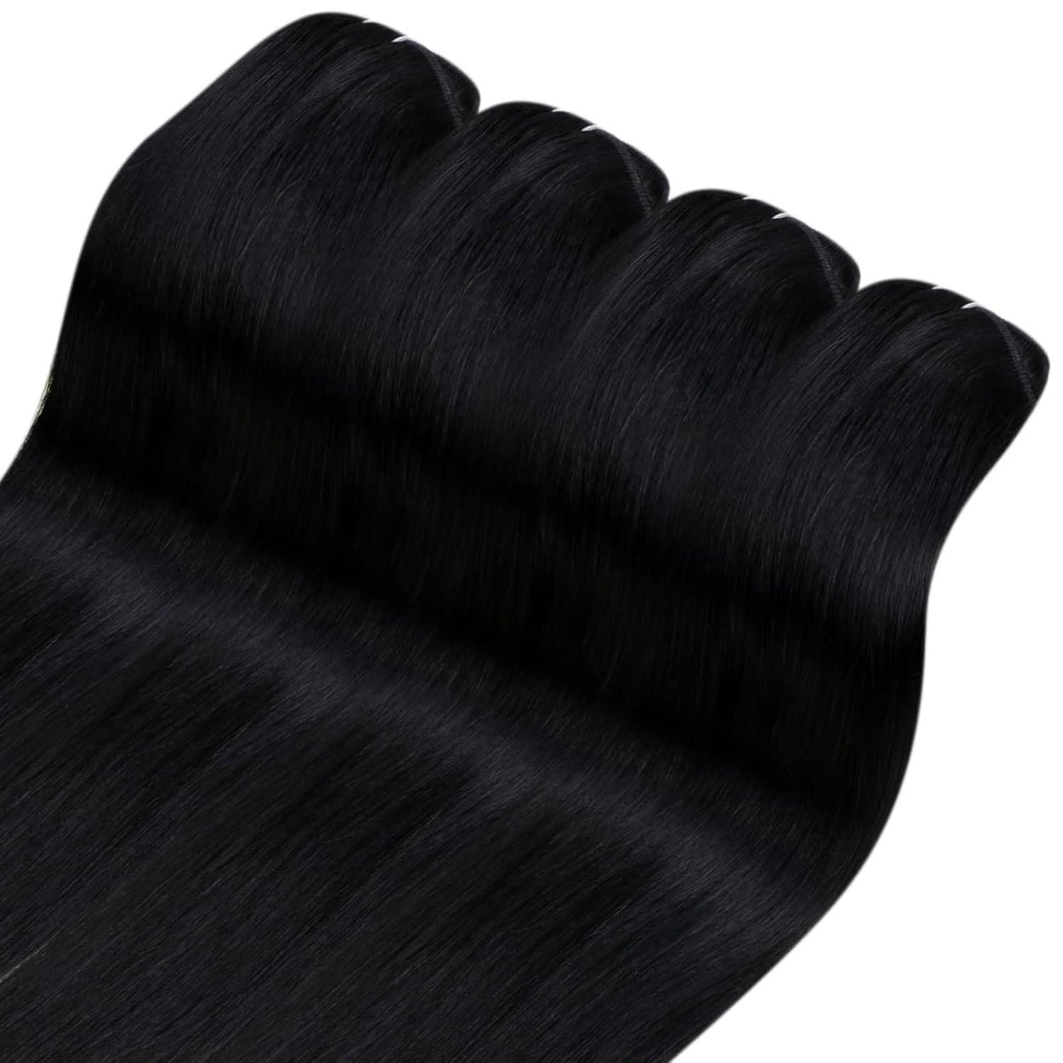 Clip-in Echthaar Extensions Schwarz 45cm – Volumenspendend & Stylingfähig