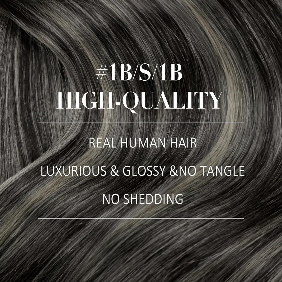 Echthaar Clip-in Extensions Ombre Schwarz Silber 55cm
