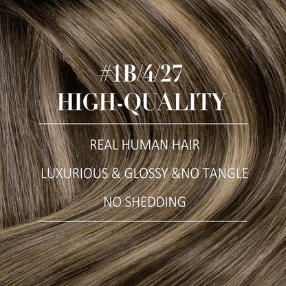 Clip-in Echthaar Extensions Ombre Schwarz Braun Blond 50cm