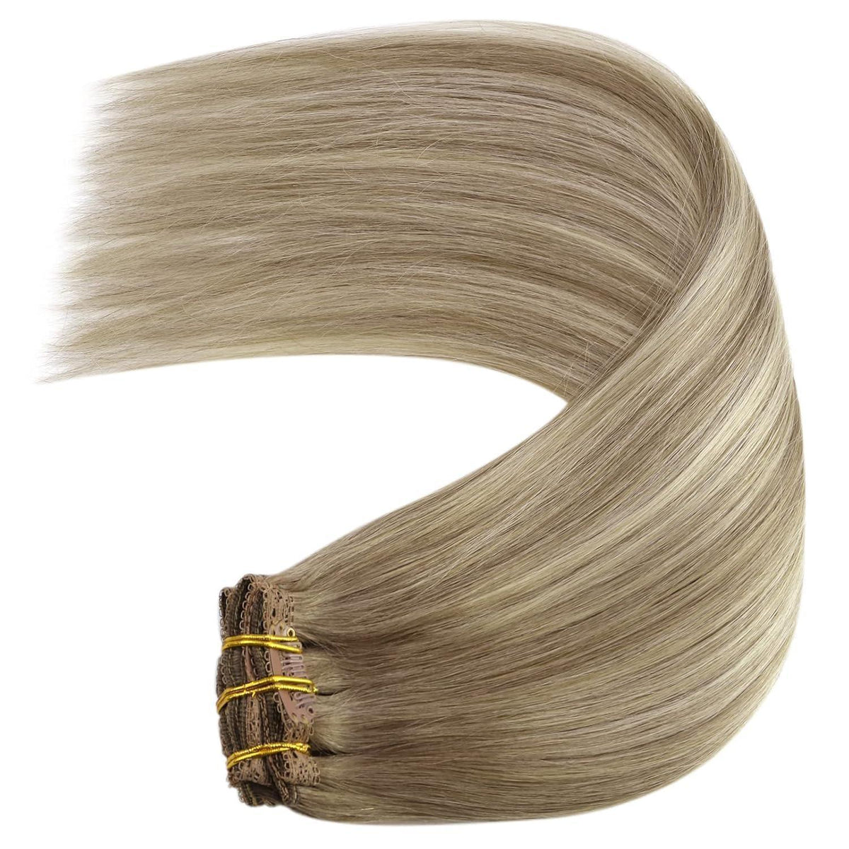 Echthaar Clip-in Extensions Ombre 40cm Hellbraun/Blond