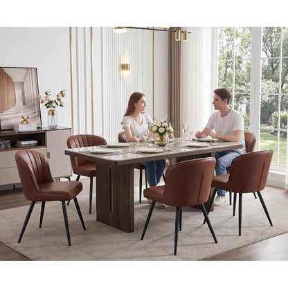 Moderner Küchenstuhl Set (2x) Braun Esszimmerstuhl in Lederoptik