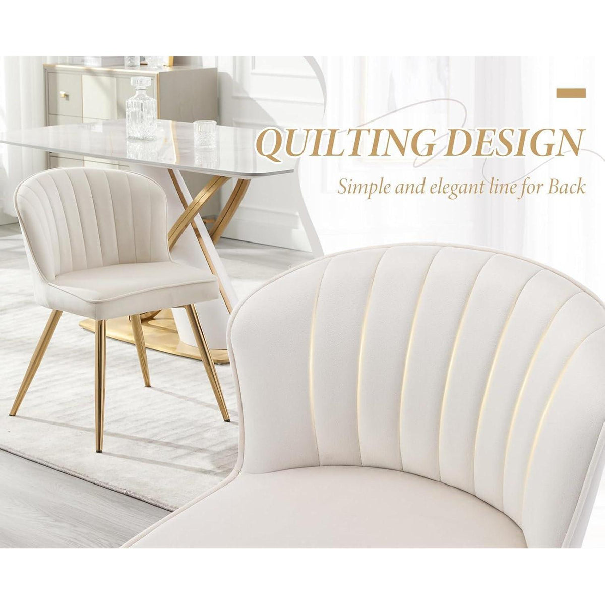 Samt 2er Set Esszimmerstühle – Beige, Modern & Bequem