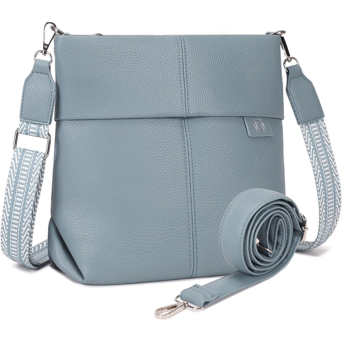 Umhängetasche Damen Mittelgroß mit 2 Gurten, Blau
