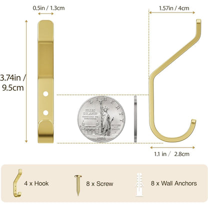 Garderobenhaken zum Schrauben, 10 Stück, Gold, robust