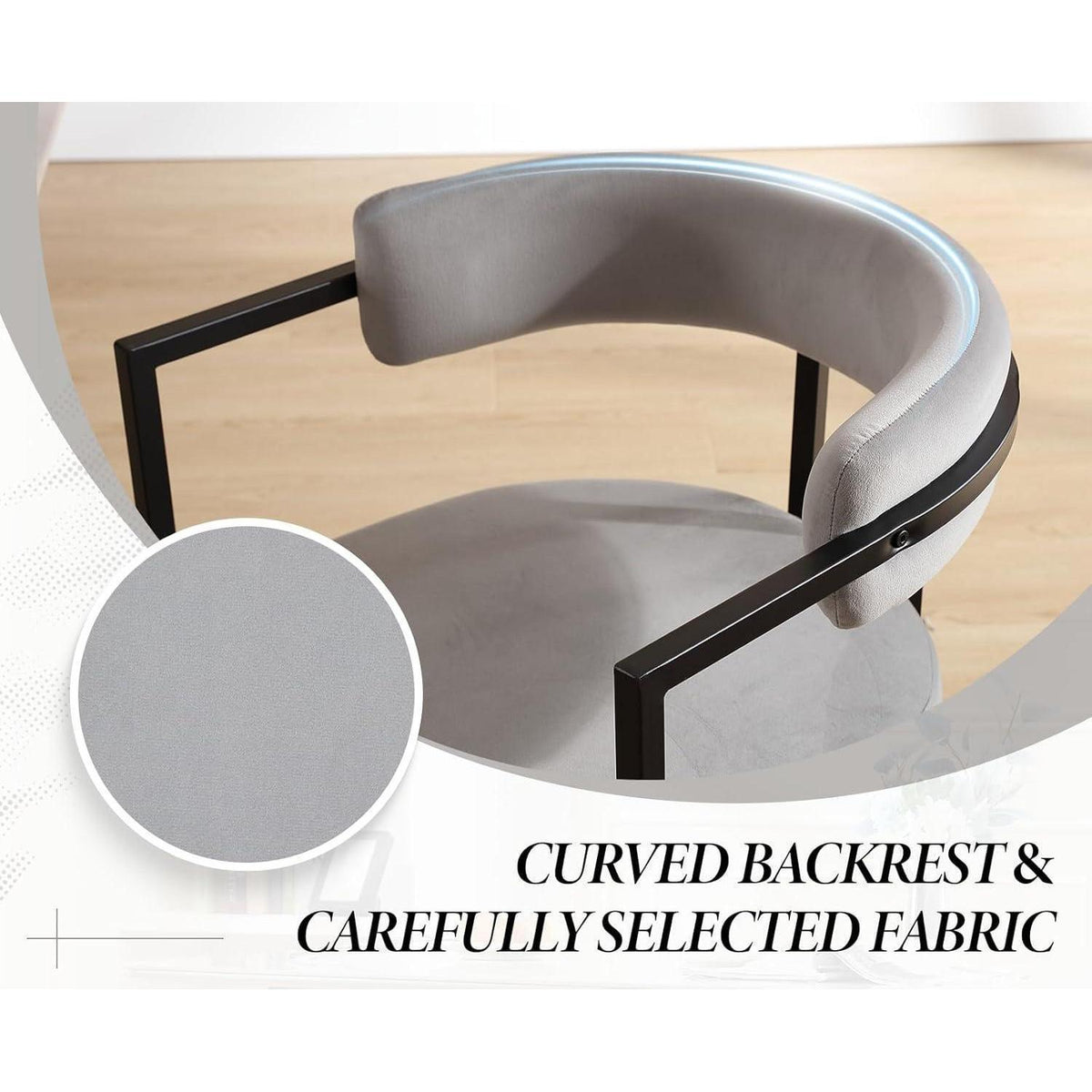 Samt Esszimmerstühle 2er Set – Modern & Bequem (Grau)