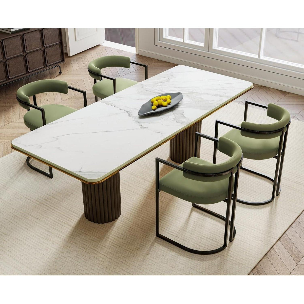 Samt Esszimmerstühle 2er Set – Modern & Bequem (Grün)