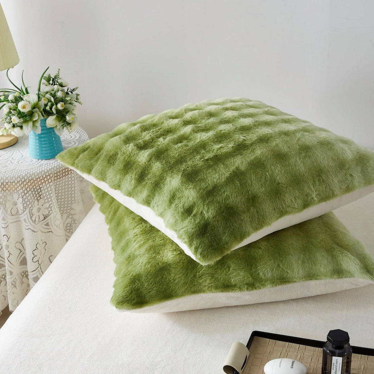 Plüsch Bettwäsche Set 220x240 Grün - Winterwarm & Kuschelig