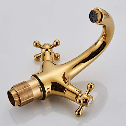 Vintage Badarmatur mit Doppelgriff in Gold