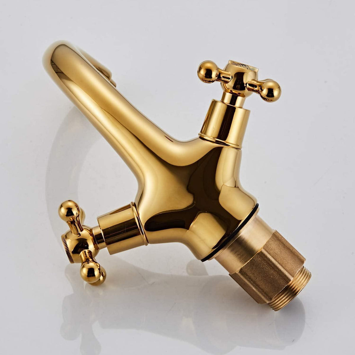 Vintage Badarmatur mit Doppelgriff in Gold