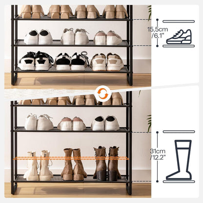 12-stöckiges Schuhregal, Greige-Schwarz, Industriestil