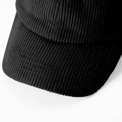 Cord Baseball Cap Damen Winter Verstellbar Warm Schwarz
