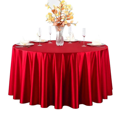 Runde Satin Tischdecke Rot, 300 cm Durchmesser – Elegant & Glänzend