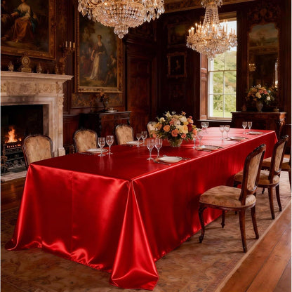 Runde Satin Tischdecke Rot, 300 cm Durchmesser – Elegant & Glänzend