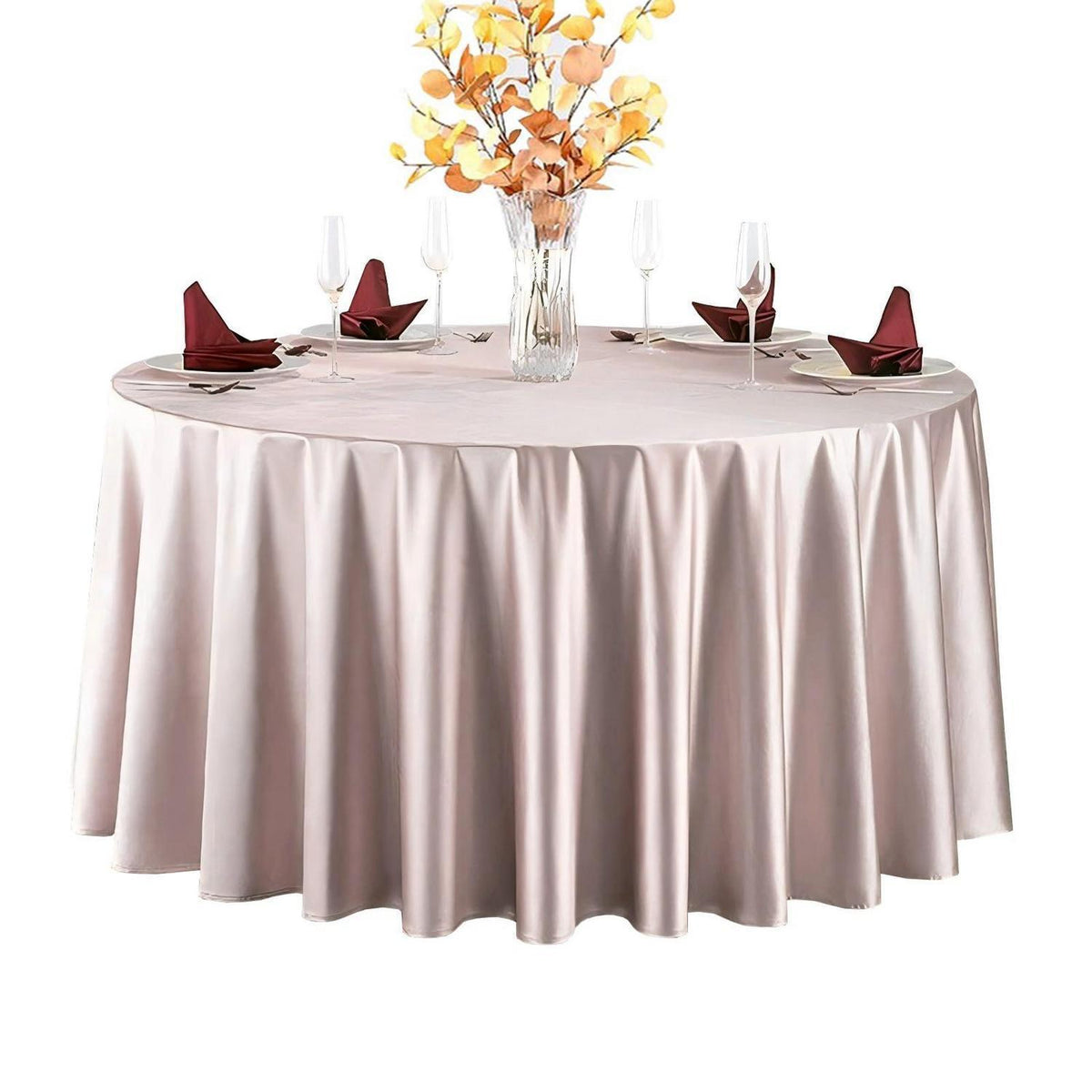 Runde Satin Tischdecke Roségold 340 cm – Elegant & Glänzend