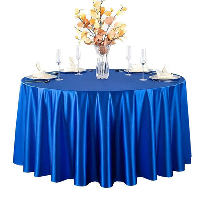Runde Satin Tischdecke Blau – 300 cm Durchmesser