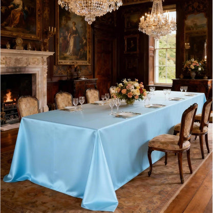 Runde Satin Tischdecke Blau – 340 cm Durchmesser