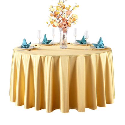 Runde Satin Tischdecke Gelb – 320 cm Durchmesser