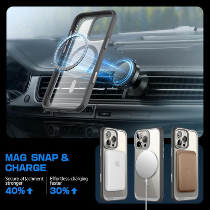 iPhone 16 Pro Hülle MagSafe Transparent Militärschutz Grau