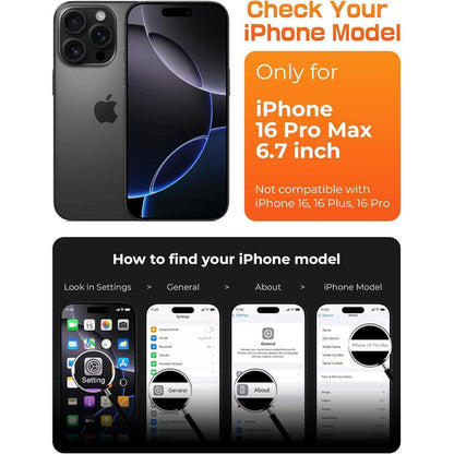 iPhone 16 Pro Max Hülle MagSafe Transparent Militärschutz Schwarz
