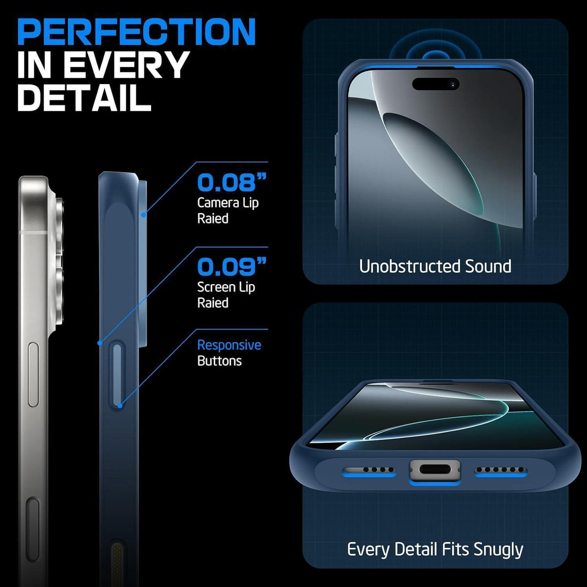 iPhone 16 Pro Max Hülle MagSafe Transparent Blau Militärschutz