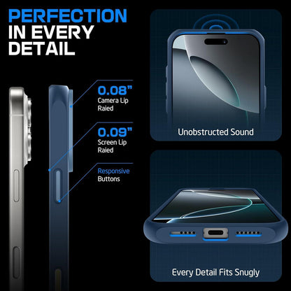 iPhone 16 Pro Max Hülle MagSafe Transparent Blau Militärschutz