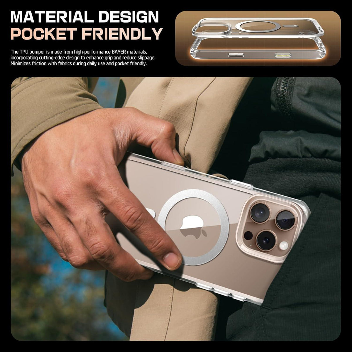 iPhone 16 Pro Max Hülle MagSafe Transparent Militärschutz