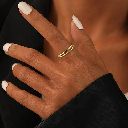 Verstellbarer Bandring 925 Silber, Gold, Roségold – Stapelring für Damen