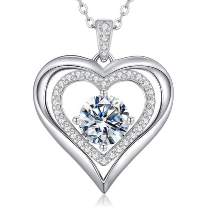 Silber Herz Halskette Damen Moissanite 1.vergoldet