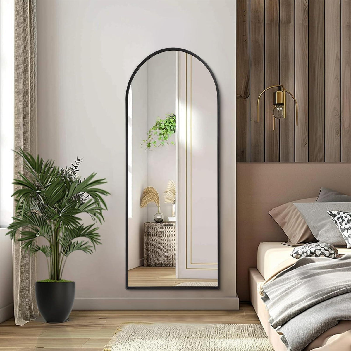 Gewölbter Wandspiegel Schwarz 120x40cm – Moderner Wohnzimmer Spiegel