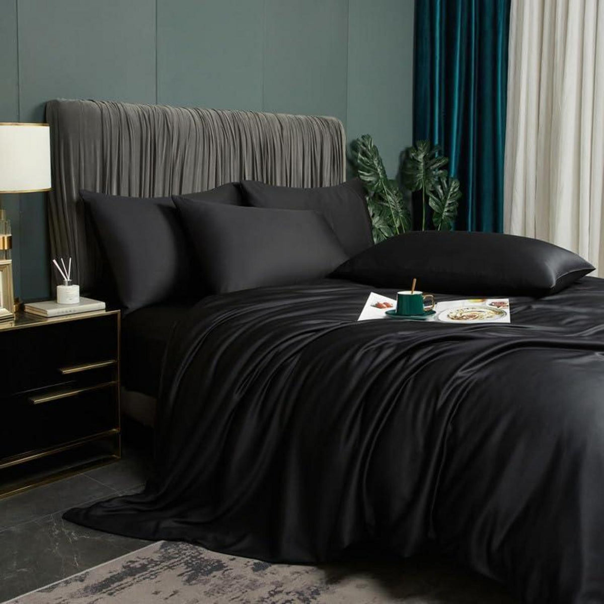 Bambus Bettwäsche Set 135x200 Schwarz – Luxus & Atmungsaktiv