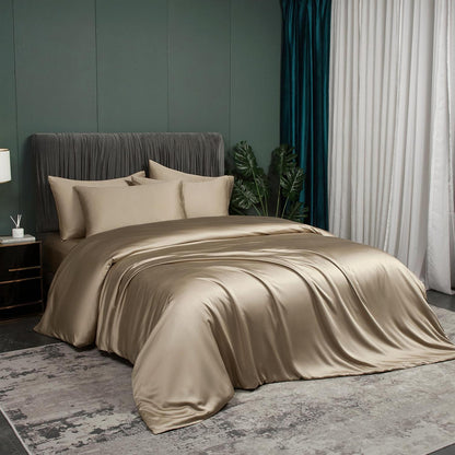 Bettwäsche-Set 200x200cm Braun Taupe Khaki Bambusfaser Kühlend