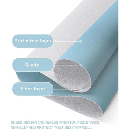 Schreibtischunterlage 80x40cm Eisblau – Tisch-Schutz & Mauspad in Lederoptik