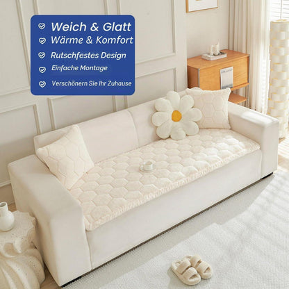 Dicker Sofaüberzug rutschfest 2-3-4 Sitzer Beige Weiß 90x210cm