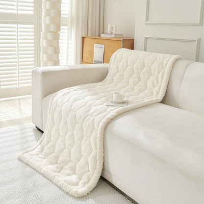 Dicker Sofaüberzug rutschfest 2-3-4 Sitzer Beige Weiß 90x210cm