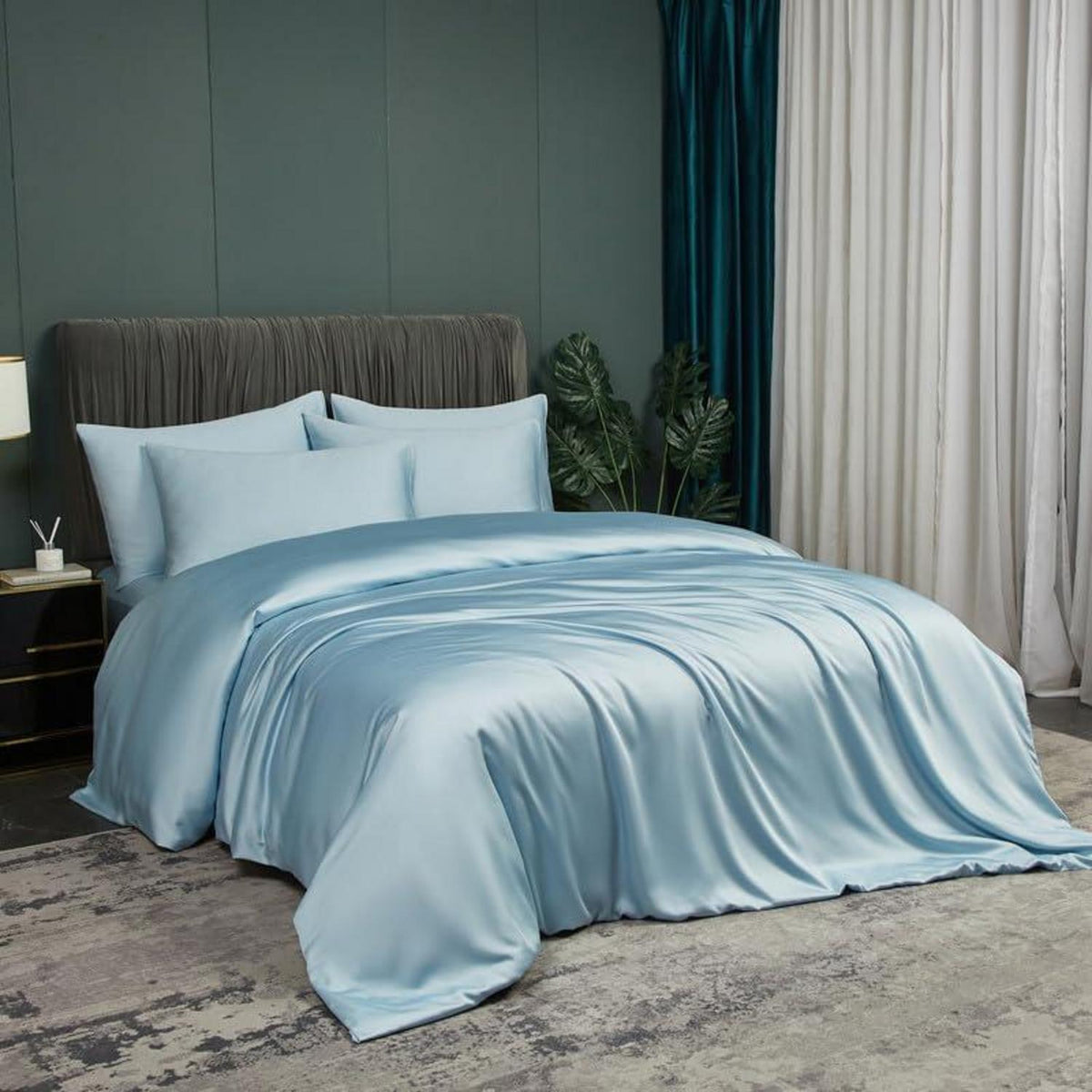 Bambus Bettwäsche-Set 200x200cm Blau – Kühlend & Weich