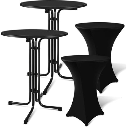 2er Set Stehtisch klappbar 80cm Outdoor mit Husse