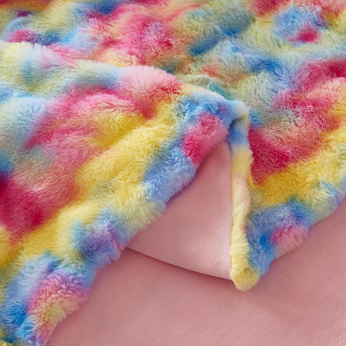 Plüsch Bettwäsche Set 200x200 Winterwarm Regenbogen Bunt