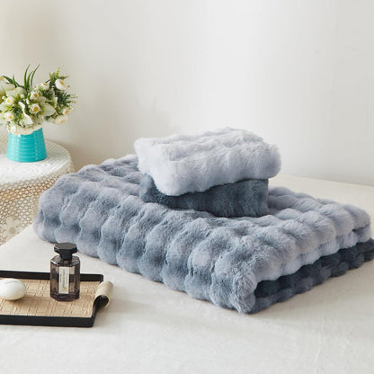 Winter Plüsch Bettwäsche Set 135x200 Grau Blau Flauschig