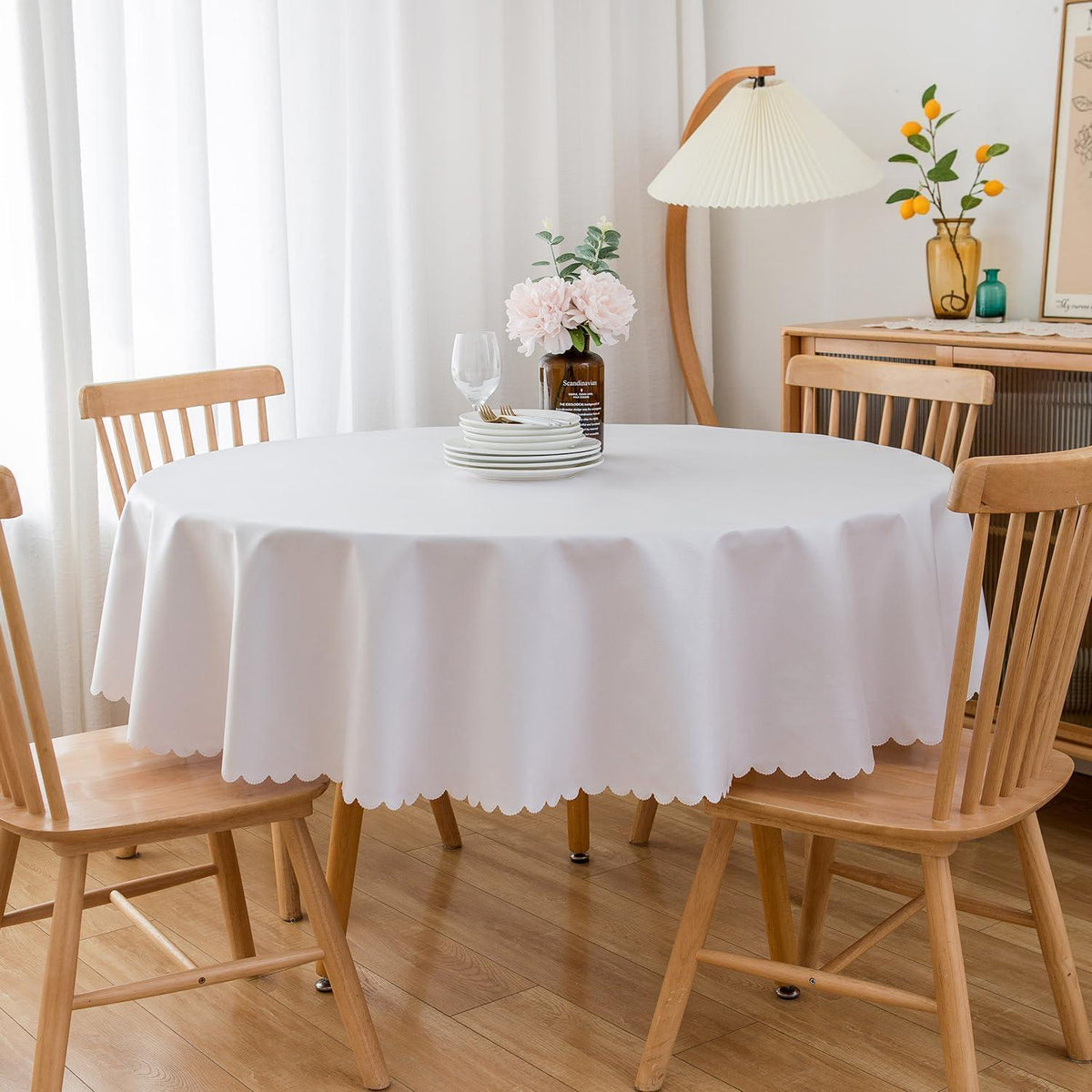 Runde Baumwoll-Leinen Tischdecke 280cm – Schmutzabweisend & Wasserfest